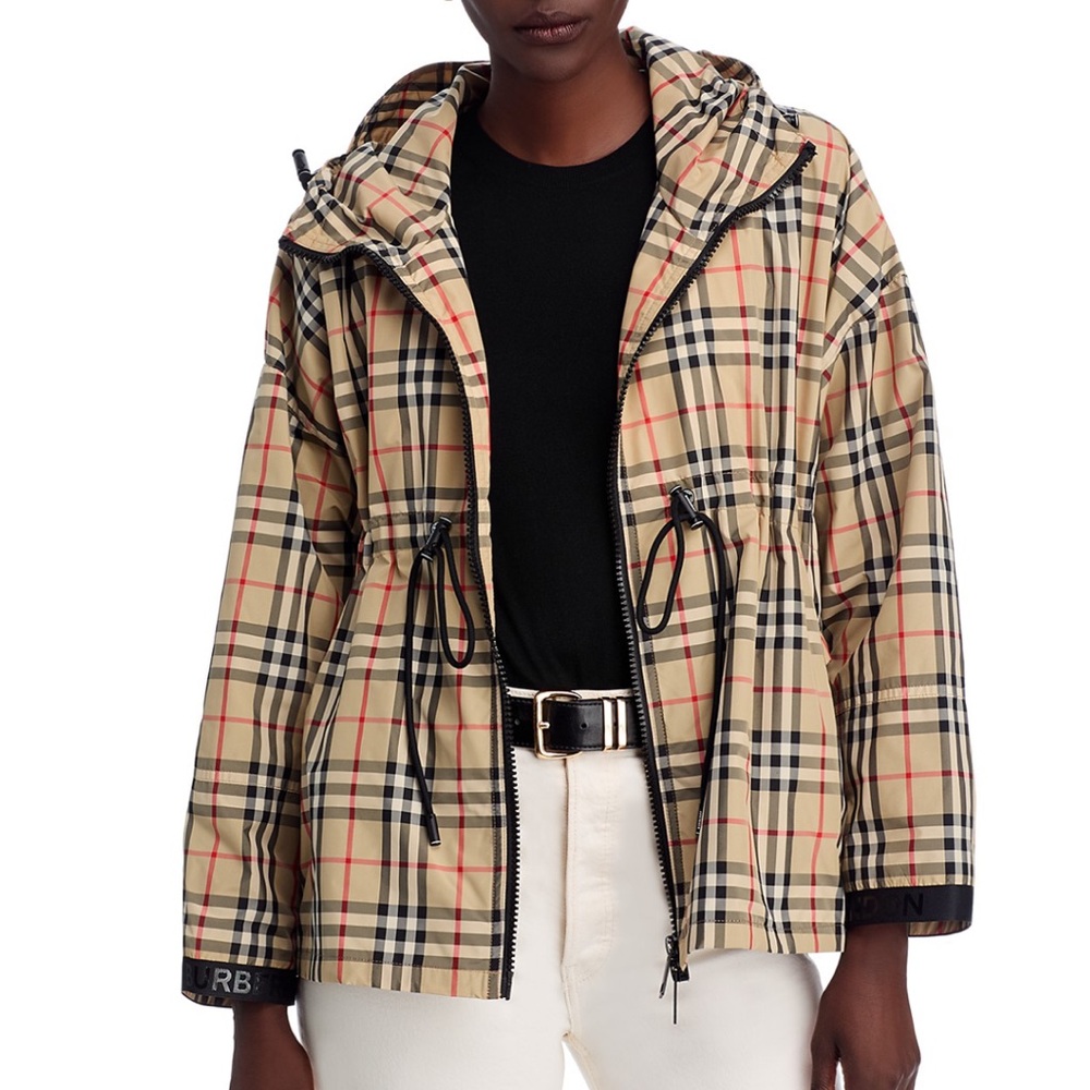 Burberry - Size US 8 Checked Drawstring Jacket